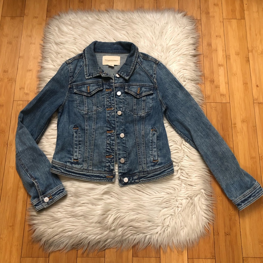 Pilcro Anthropologie Classic Button Down Blue Jean Denim Jacket size M - Picture 3 of 16